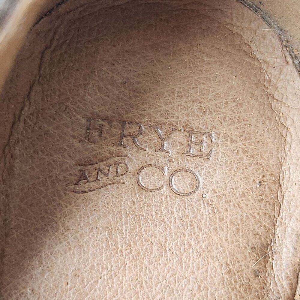 Frye & Co. Rubie Cognac Suede & Metallic Rose Gold Ankle Boots Western Rodeo - Picture 7 of 10